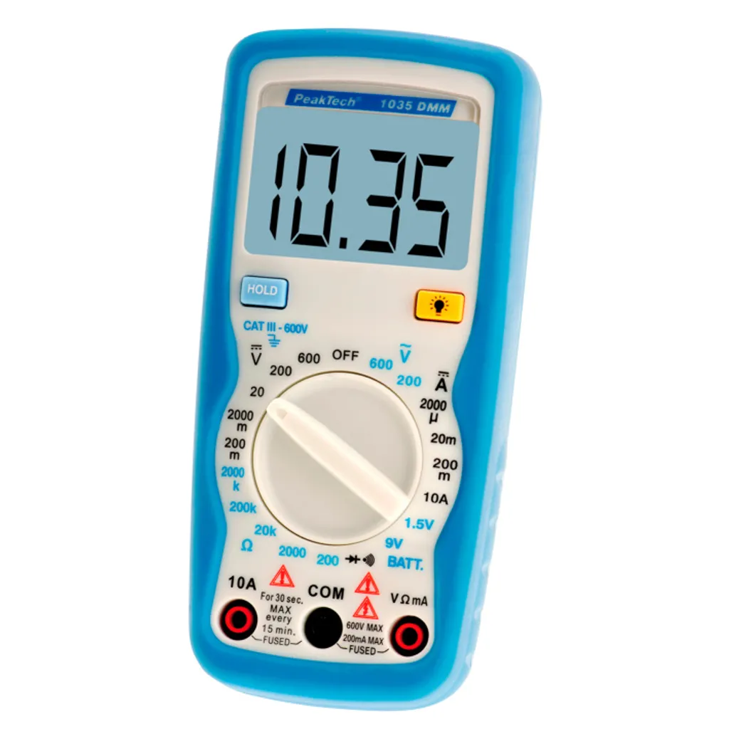 Multimètre PeakTech 1035 avec rétroéclairage et test de batterie intégré 9V - 3