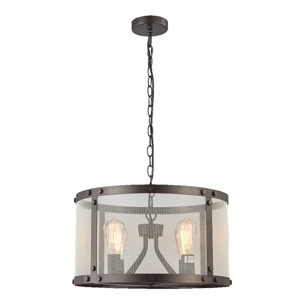 Suspension réglable IOWA dimmable 4 lampes - Finition brun argent 49cm