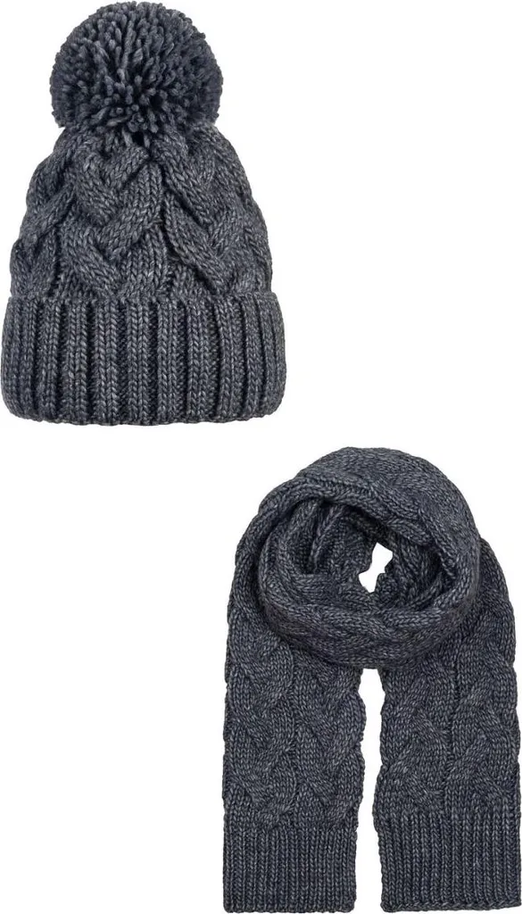 Idea Regalo Inverno: Set BRAID DARK GREY Sciarpa e Berretto - 1