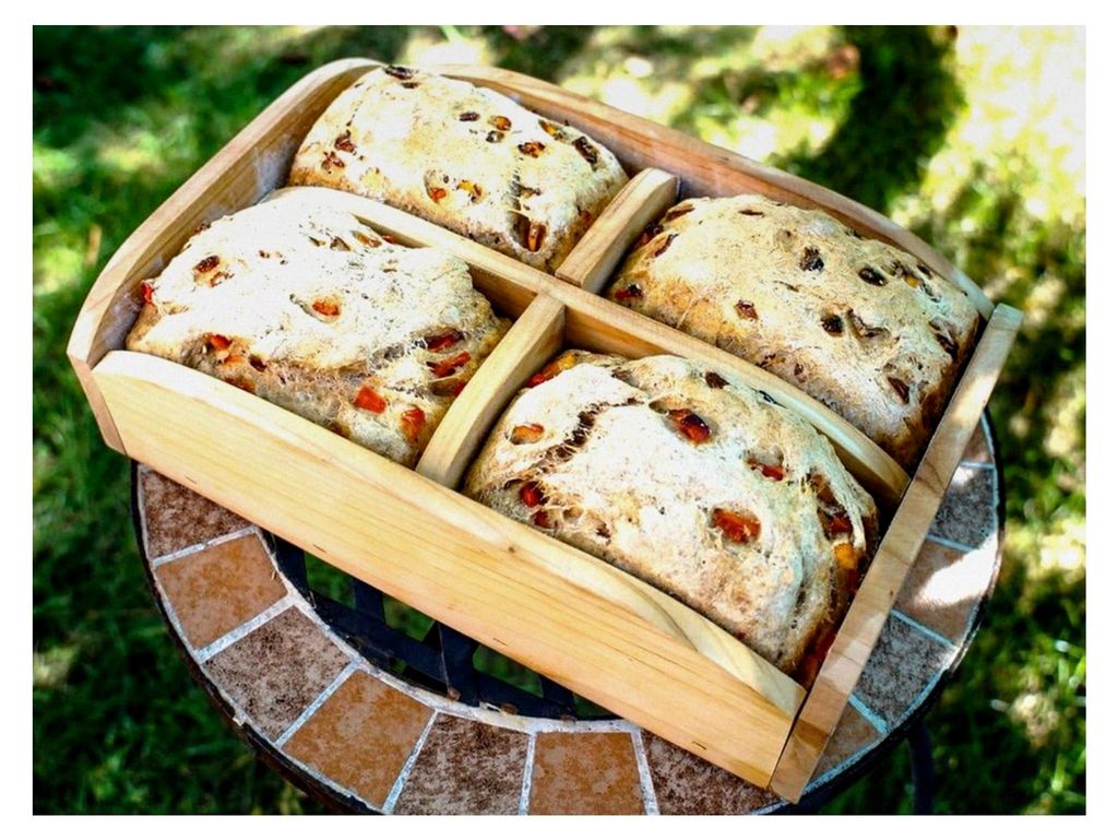 Brotgarschale aus Kirschholz, zum Backen von Brot und Brötchen, für Grill und Backofen, herausnehmbarer Einsatz, 300 x 200 x 80 mm