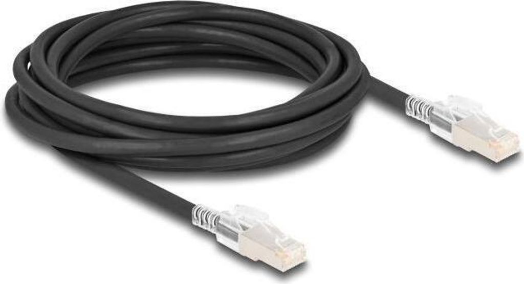 Delock RJ45 Netzwerkkabel Cat.6A S/FTP mit Secure Clips Set 5 m schwarz (80258)