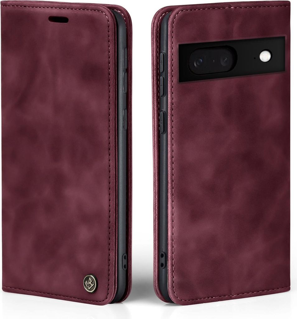 Handy Hülle für Google Pixel 8 Klapphülle Bookcase Flip Cover Handy Tasche Etui Farbe: Weinrot