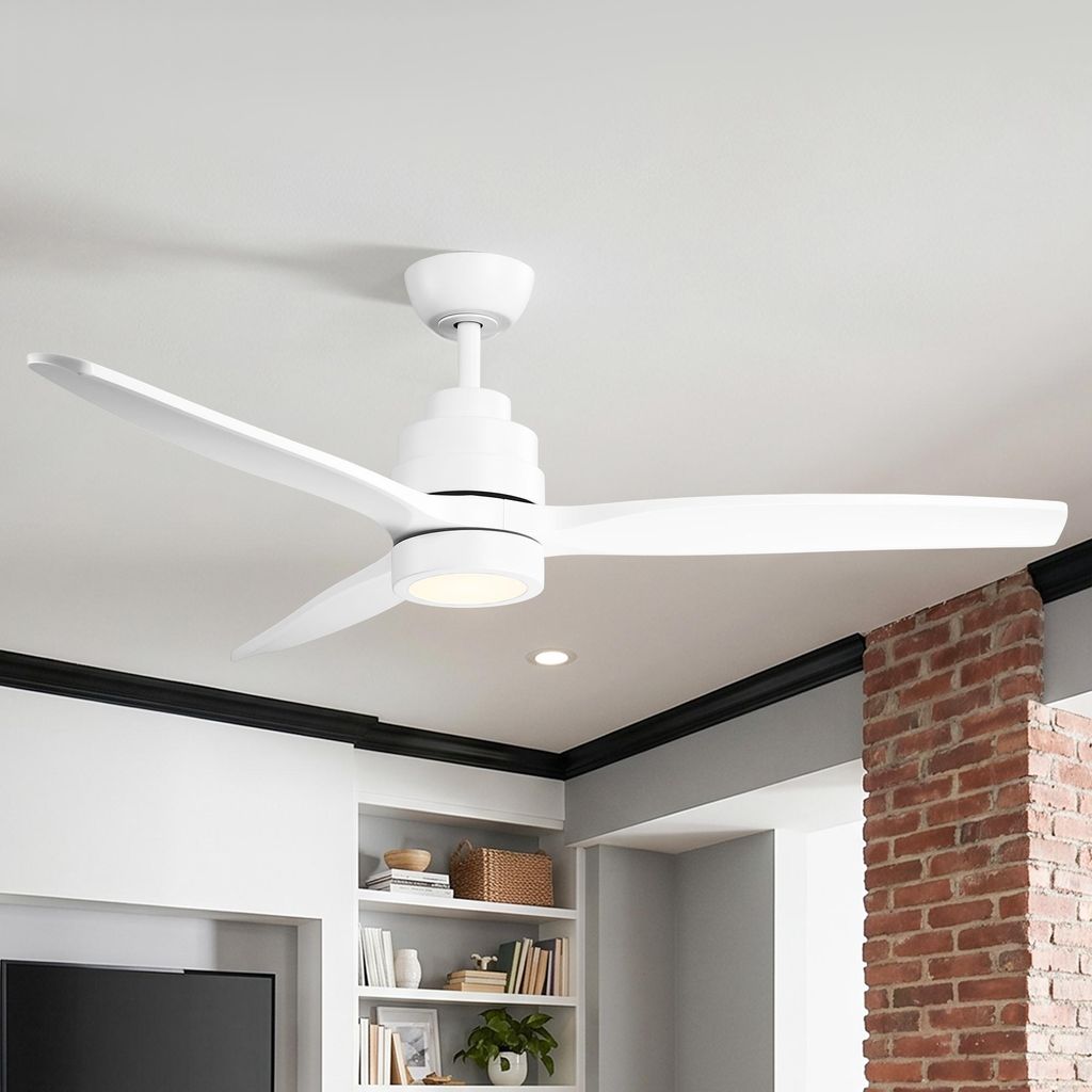 Parrot Uncle 132cm Deckenventilator mit LED-Licht, europäisches Design, weißer DC-Motor, 6 Geschwindigkeiten, flüsterleise, dimmbar