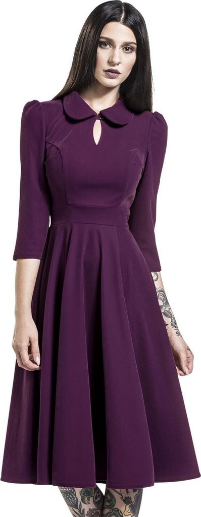 H&R London Mittellanges Kleid Damen Glamorous Velvet Tea Dress lila 3XL