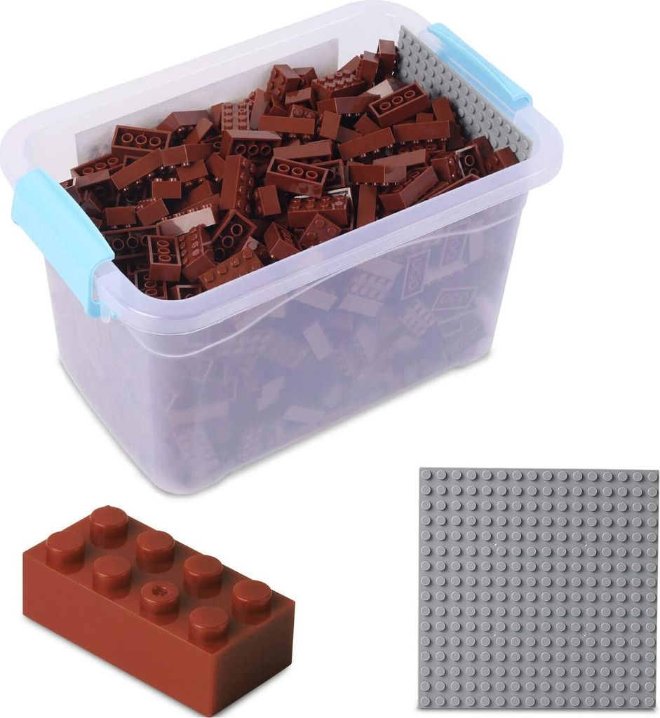 Bausteine - 520 Stück, 100% Kompatibel Sluban, Papimax, Q-Bricks, LEGO und mehr - Inklusive Box und Grundplatte, Braun (alte EAN: 4260505215842)