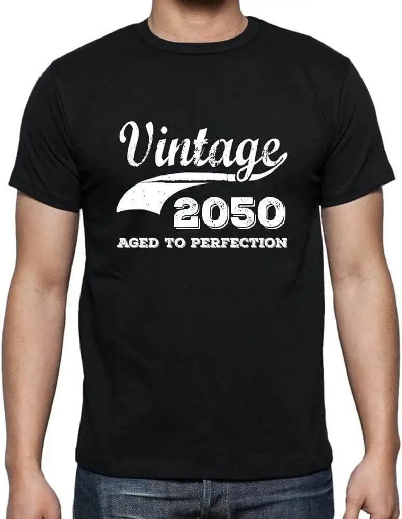 Herren Grafik T-Shirt Bis zur Perfektion gereift 2050 – Aged To Perfection 2050 – Öko-Verantwortlich Vintage Jahrgang Kurzarm Lustige Druck Ge...