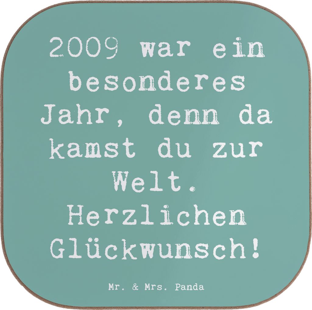Mr. & Mrs. Panda Holzuntersetzer Spruch 2009 Geburtstag - Meeresbrise - Geschenk, Alter, Erinnerungen, Untersetzer Glas, Geburtstagsgeschenk, gläs...