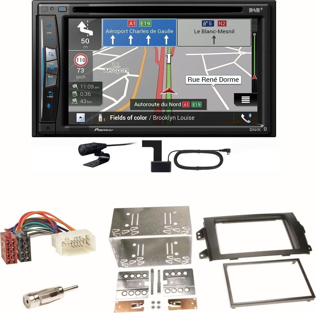 Pioneer AVIC-Z730DAB Navigation Bluetooth Einbauset für Suzuki SX 4 Fiat Sedici