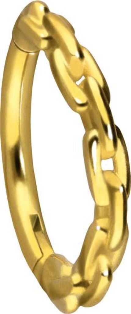 Ohrpiercing, Nasenpiercing, Septum Piercing Chirurgenstahl Segmentring Clicker KETTEN-DESIGN Gold Innendurchmesser: 8mm + Stabstärke: 1mm