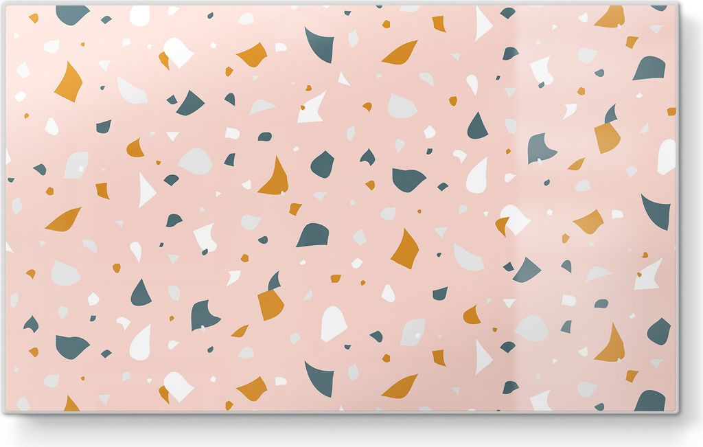 DEQORI Frühstücksbrett Glas 23x14 cm 'Rosa Terrazzo-Zauber' Schneidebrett Schneideplatte