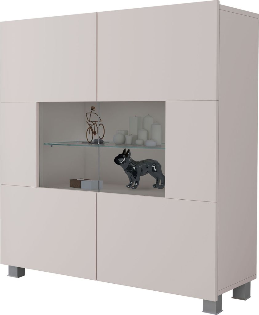 MIRJAN24 Kommode Calabrini 1, Stilvoll Wohnzimmer, Komode mit zwei Drehtüren (Farbe: Cashmere)