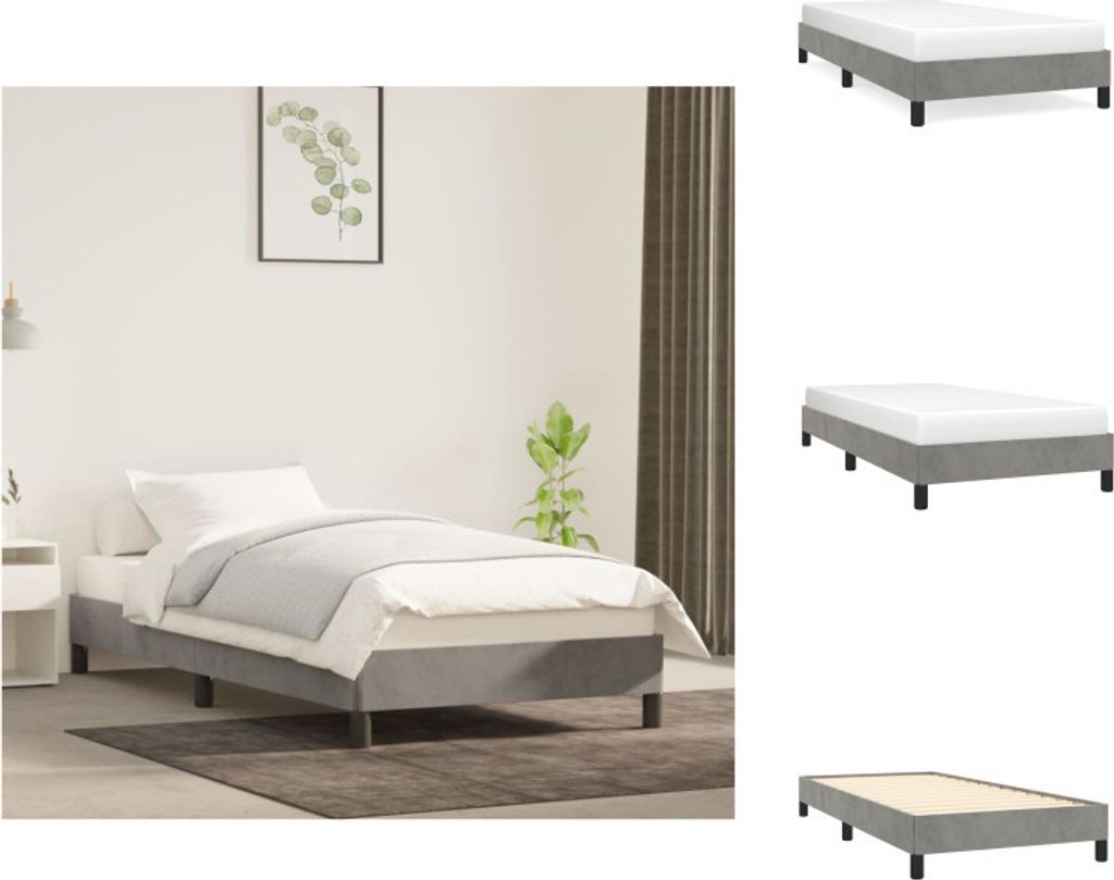 vidaXL Bettgestell Hellgrau 90x190 cm Samt - Betten & Bettgestelle