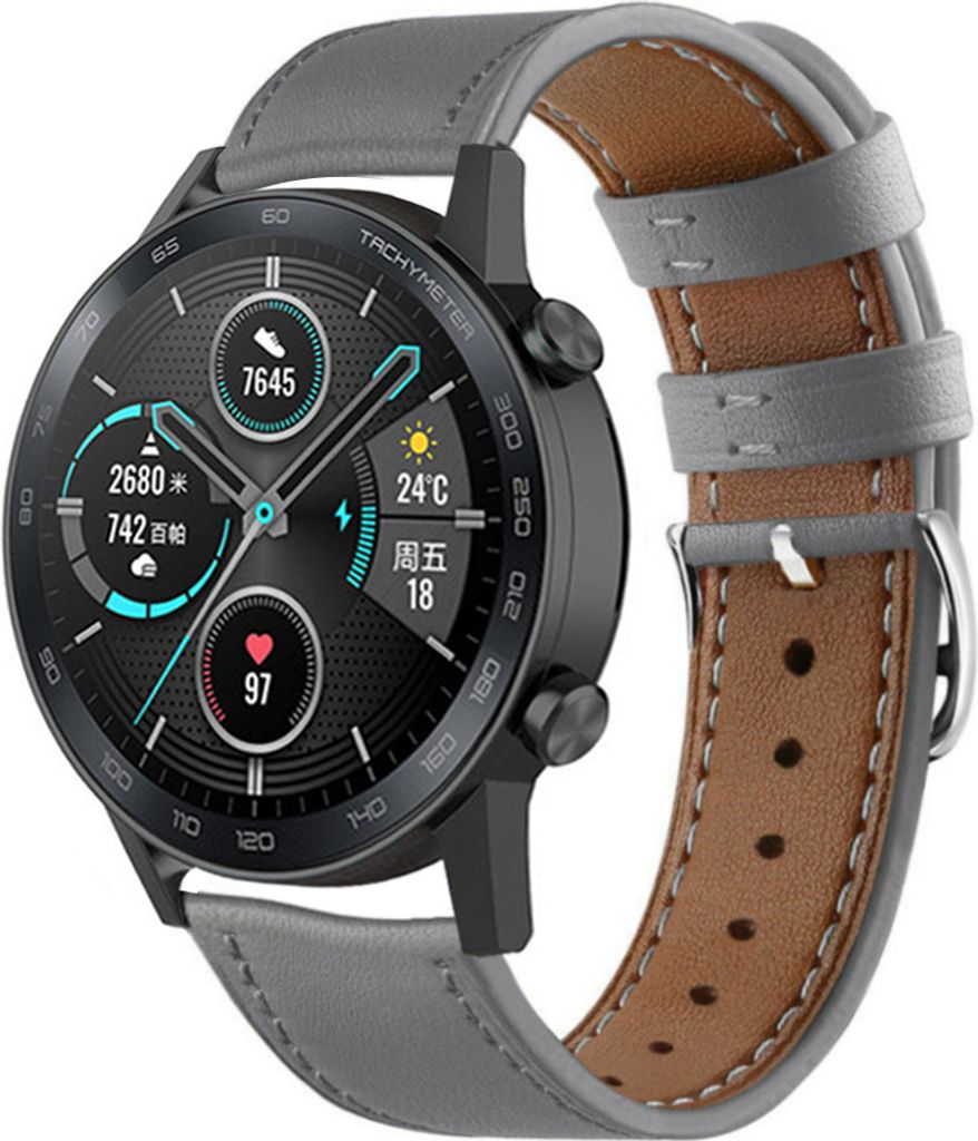 Strap-it Honor Magic Watch 2 Armband Leder (Grau)