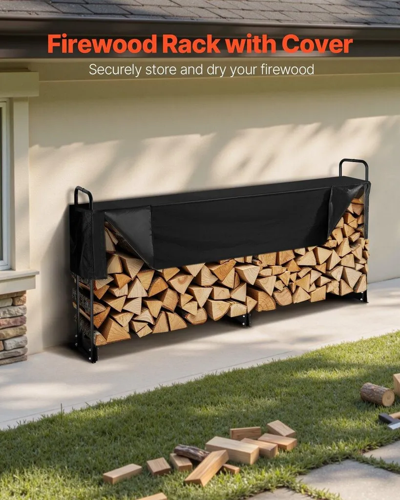 Range-bûches robuste de 260cm avec bâche de protection pour jardin - 2