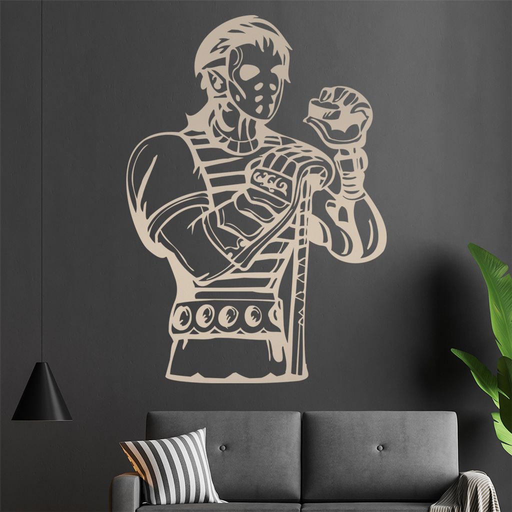 Eishockey Maske Wandtattoo in 6 Größen - Wandaufkleber Wall Sticker - Dekoration, Küche, Wohnzimmer, Schlafzimmer, Badezimmer