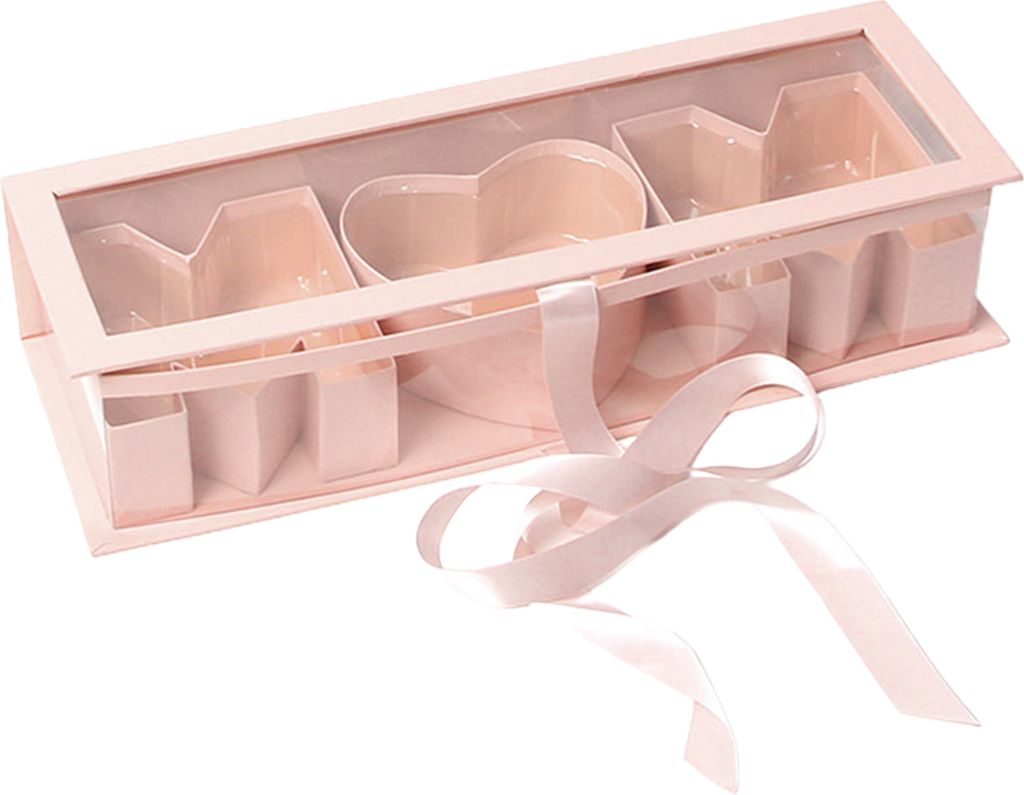 Leere Blumenbox in Briefform „Mom“, transparentes Fensterdesign, rechteckige Geschenkbox aus Karton, Erdbeerverpackung, dekorative Seifenbox, D...
