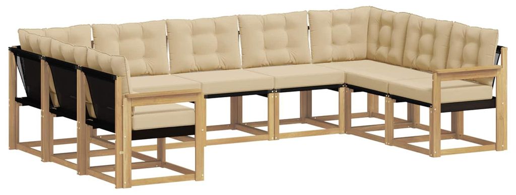 vidaXL Outdoor-Sofagarnitur mit Kissen 9 pcs Weiß und Beige