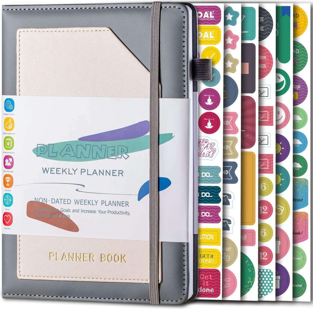 A5 Schüler Notizbuch, Leder Tagebuch, Schulplaner, Schülerkalender, 6 Farben, Lernheft, Studiennotizbuch, Schülerschrein