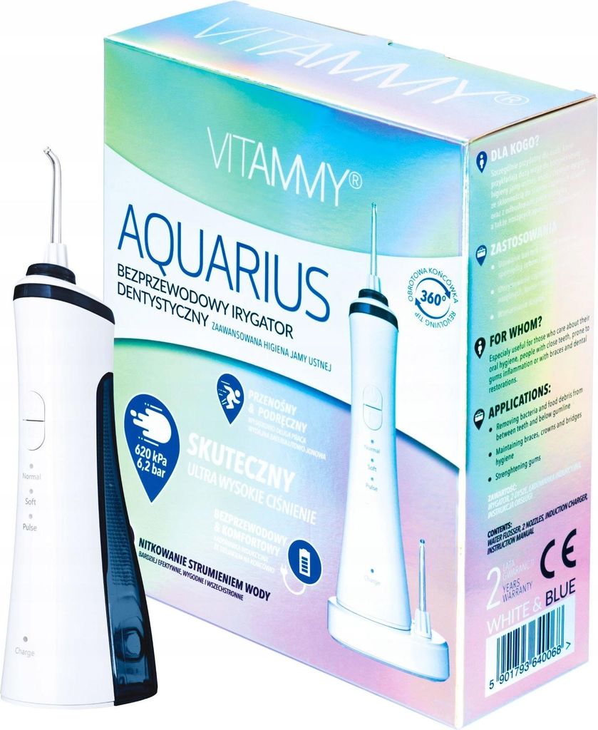 Vitammy Aquarius Kabelloser Irrigator 2 Handstücke, Mundreinigung