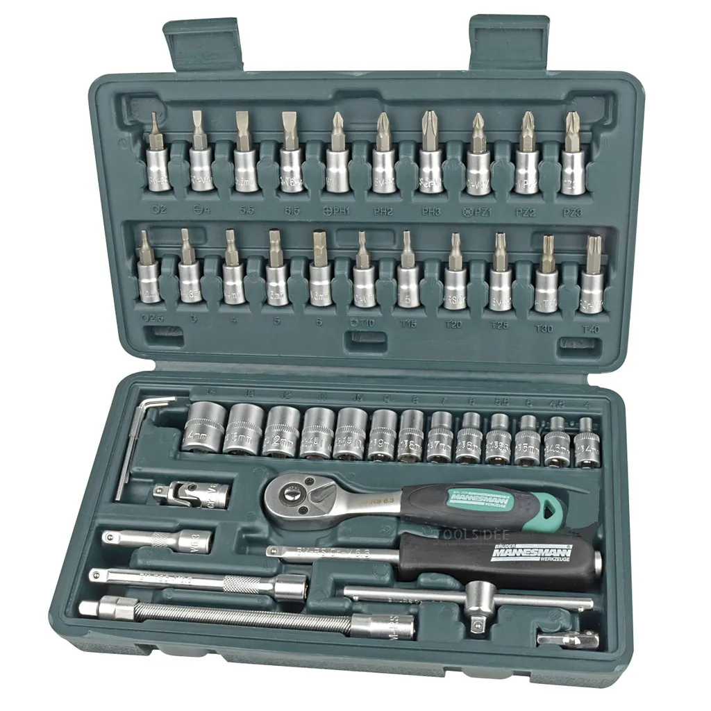 Jeu de douilles 1/4" Brüder Mannesmann M2040-SL Green Line de 46 pièces