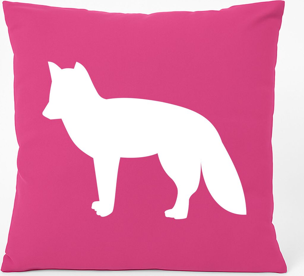 Huuraa Kissen Fuchs Silhouette 40x40cm mit Füllung Fuchsia Baumwolle Dekokissen Geschenkidee