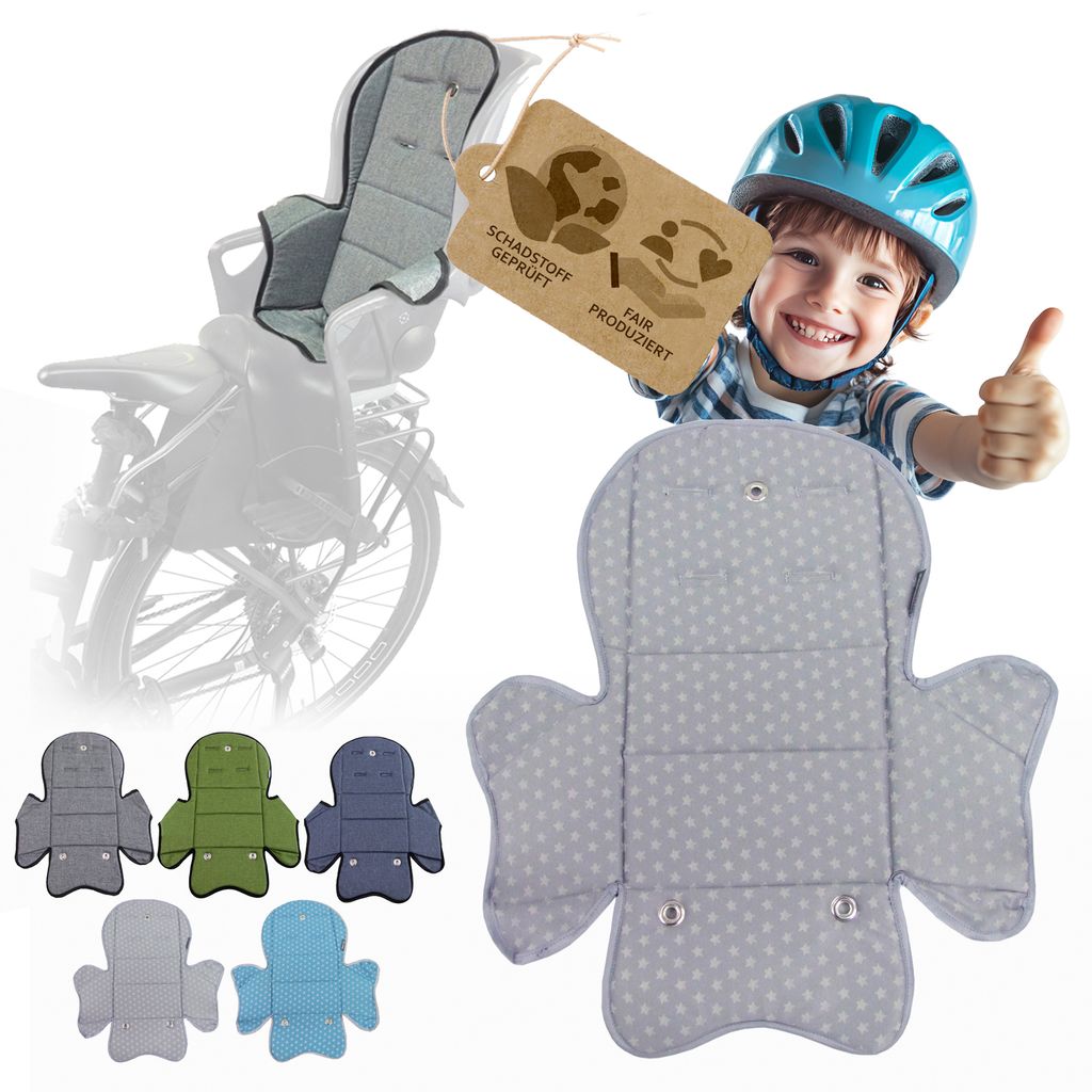 Fahrradkindersitz Ersatzbezug Sitzkissen für Fahrradsitz kompatibel mit Römer Jockey M5 (Sterne hellgrau)