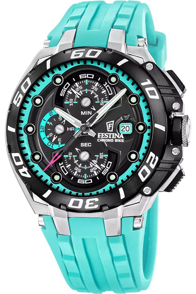 Festina F20755/7 Herrenuhr Chronograph Chrono Bike Silikon Azurblau