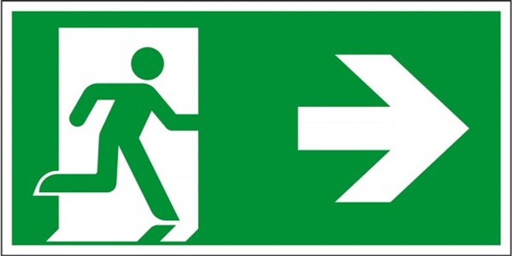 Dreifke Schild I Rettungszeichen Rettungsweg rechts, Pfeil, Kunststoff, 400x...