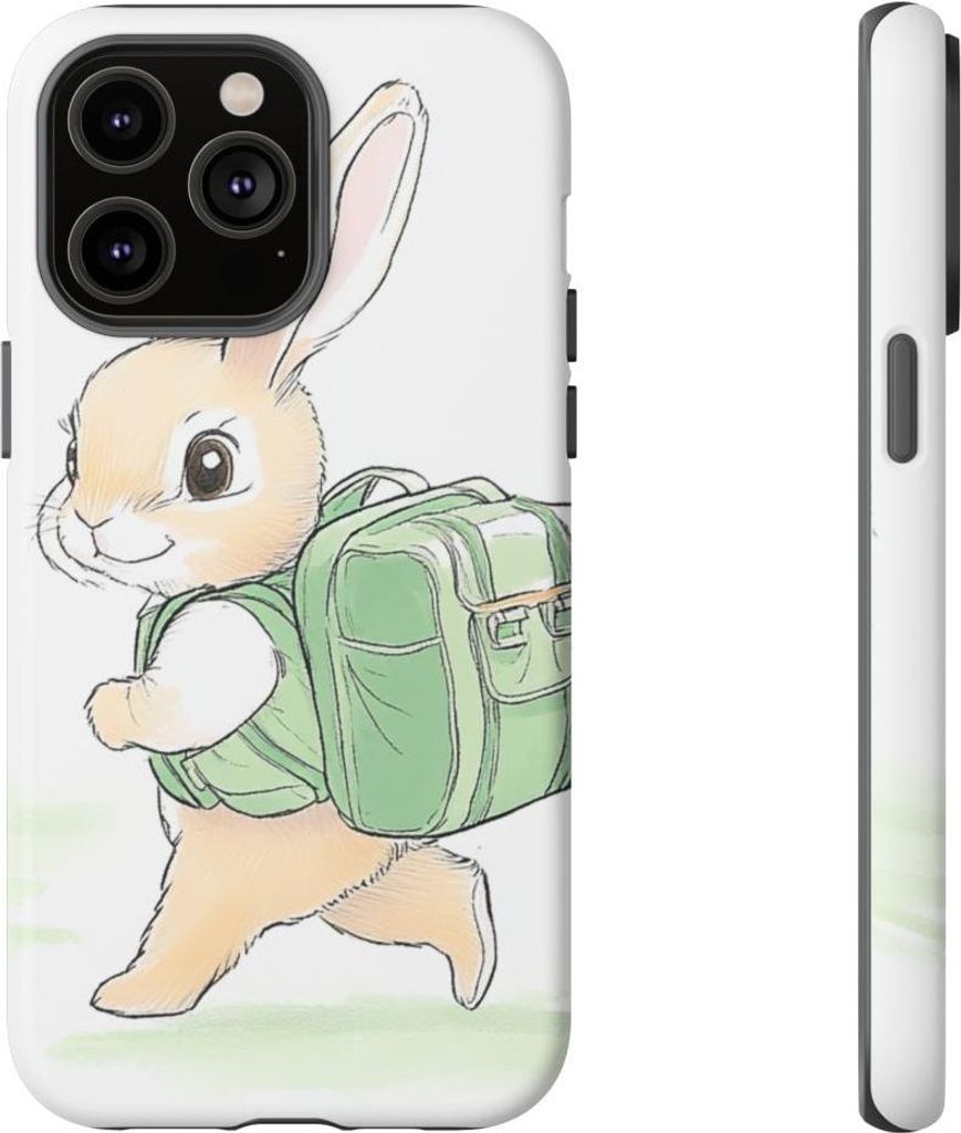 Süßer Hase mit grünem Rucksack – Hülle Kompatibel mit iPhone 14 Pro Max
