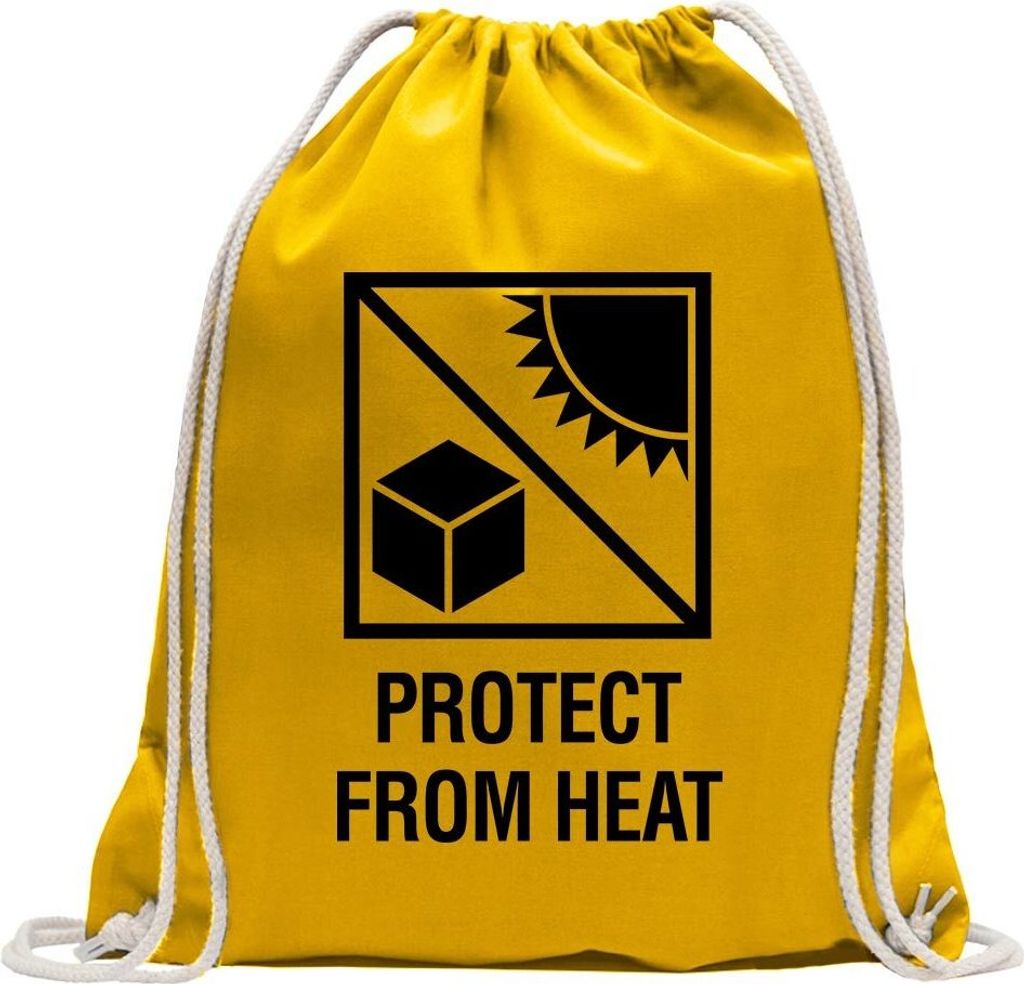 Kiwistar - Turnbeutel - gelb - Protect Form Heat - hitze - Fun Rucksack Sport Beutel Gymsack Baumwolle mit Ziehgurt