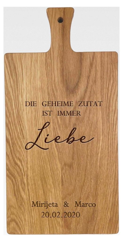 Personalisierbares Hochzeitsgeschenk | Hochzeitsgeschenk mit Namen | Geschenk für das Brautpaar | Schneidebrett aus Eiche 40x20x2cm | Geschenkidee