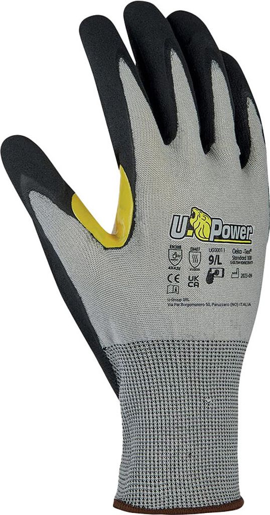 U-Power Kai Arbeitshandschuhe HPPE Tungsten Schnittfest und Grau 10/XL