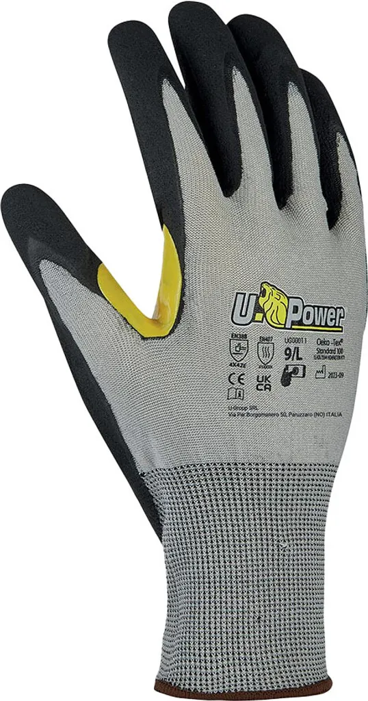 Gants U-Power Kai résistants coupure E en HPPE Tungstène Gris Lot 12