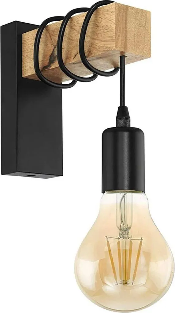 Applique murale noire au design fin Toolight APP972-1W en métal brossé