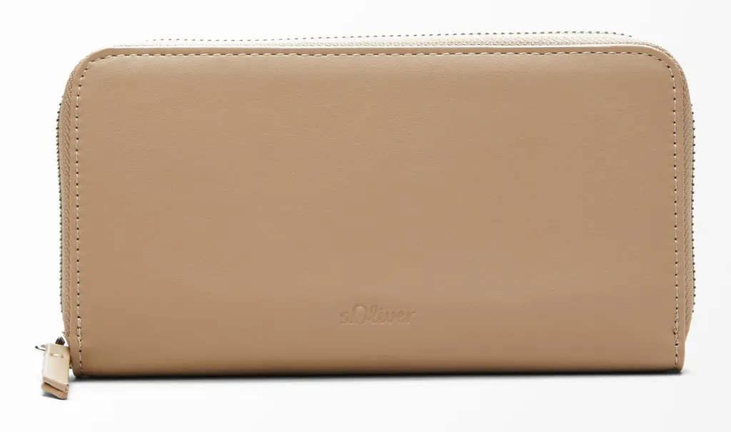 Porte-monnaie S.Oliver Zip Around - Couleur Grey/Black, 100% Polyuréthane, Neuf Avec étiquettes