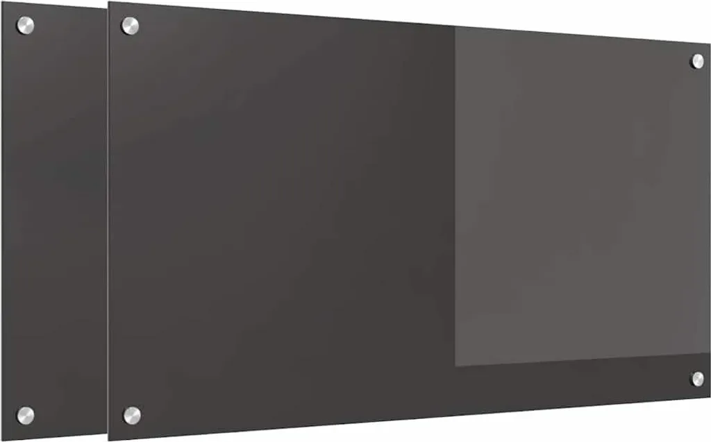 Set 2 Paraschizzi Cucina Vetro Temperato 90x50 cm Grigio Scuro