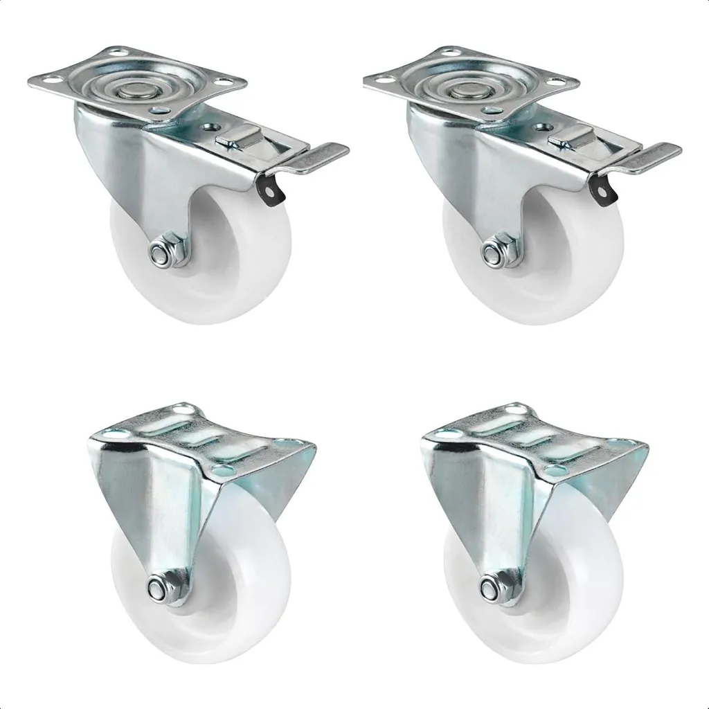 Kit de roulettes pivotantes et fixes Ø 75 mm avec frein pour chariot - 4 pcs