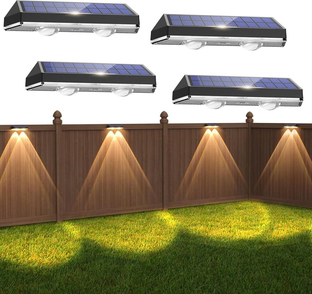 Solarleuchten für außen, 4er-Pack Solar-Wandleuchten für außen, IP65 wasserdicht, Solar-Wandleuchten für Garten im Freien, LED-Gartenleuchten,...