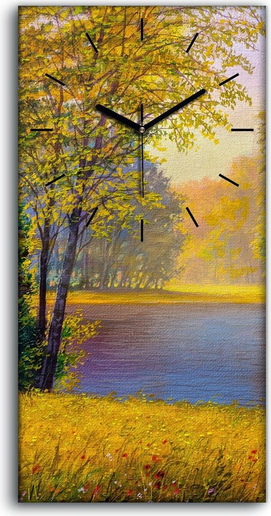 Leinwand Wanduhr Wandkunst Uhr 30x60 Gemälde Wald Bäume Produktbild 