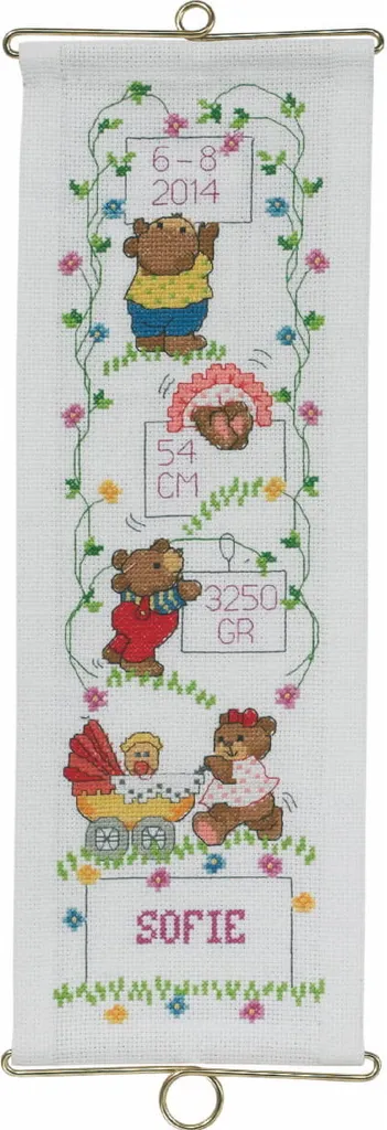 Kit point de croix complet Permin Sophie : tout pour broder 14x40cm