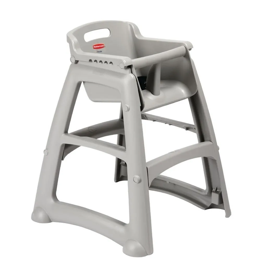 Chaise haute Rubbermaid grise avec protection Microban antibactérienne
