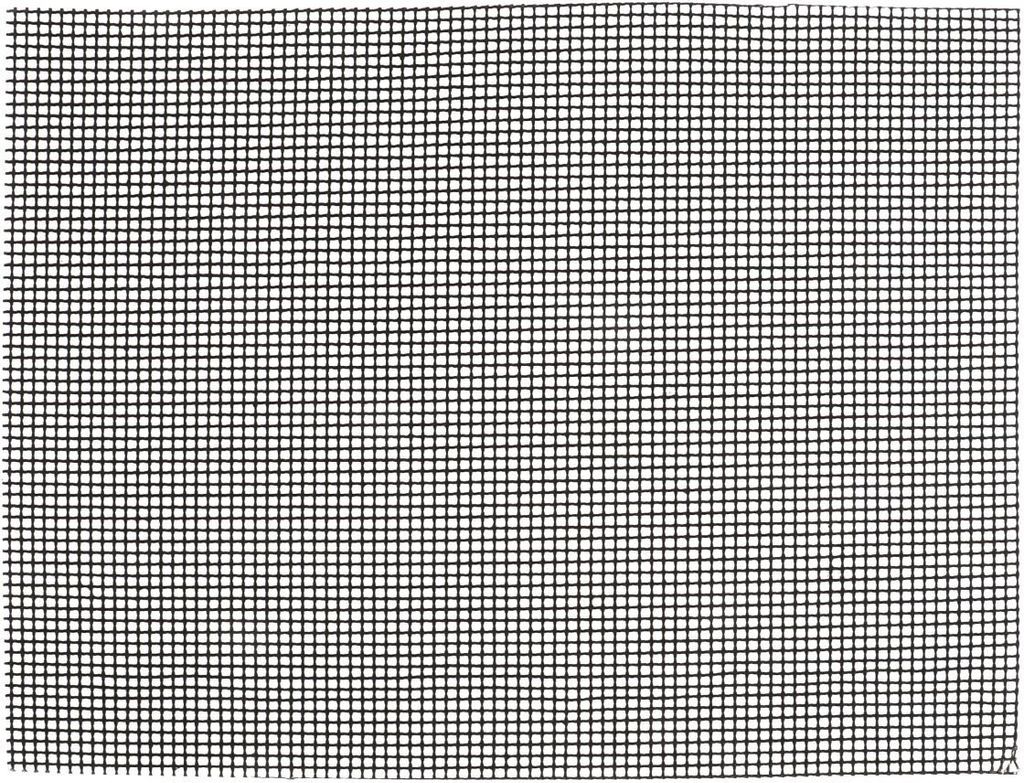 A close-up view of a black mesh grill mat.