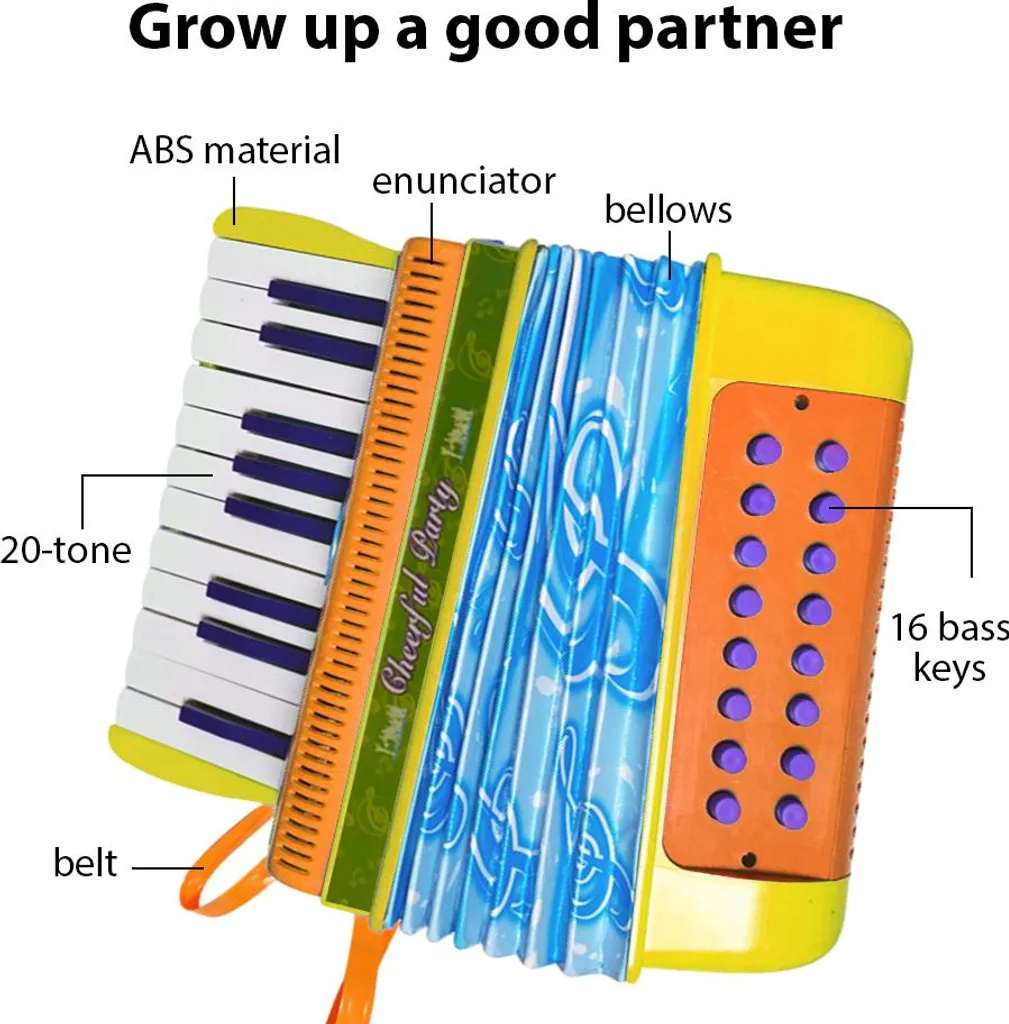 Accordéon de Scène pour Enfant - Cadeau de Noël avec 20 Touches et ABS