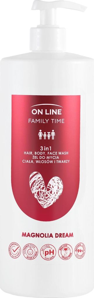 ONLINE Family Time 3-in-1 Duschgel für Körper, Haare und Gesicht - Magnolia Dream 850 ml