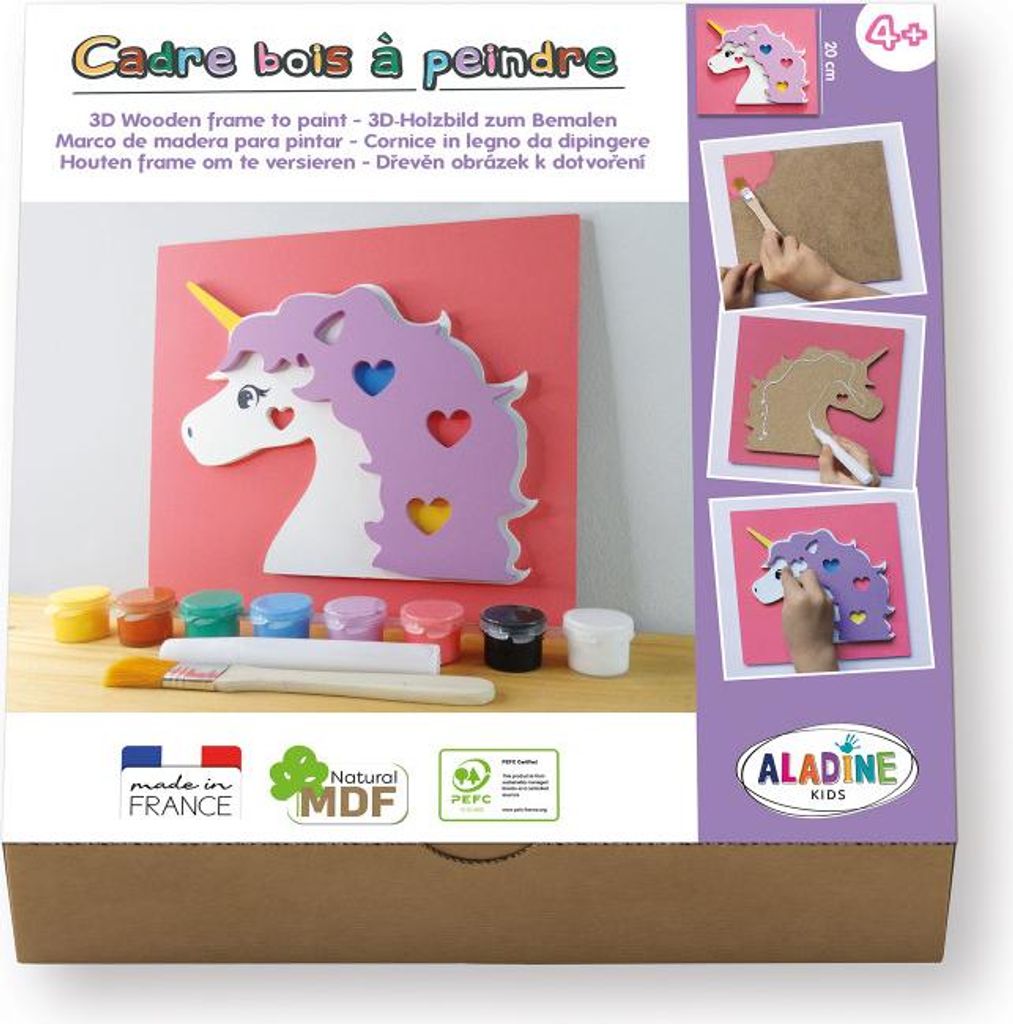 ALADINE - 3D-Holzbild zum Bemalen Einhorn