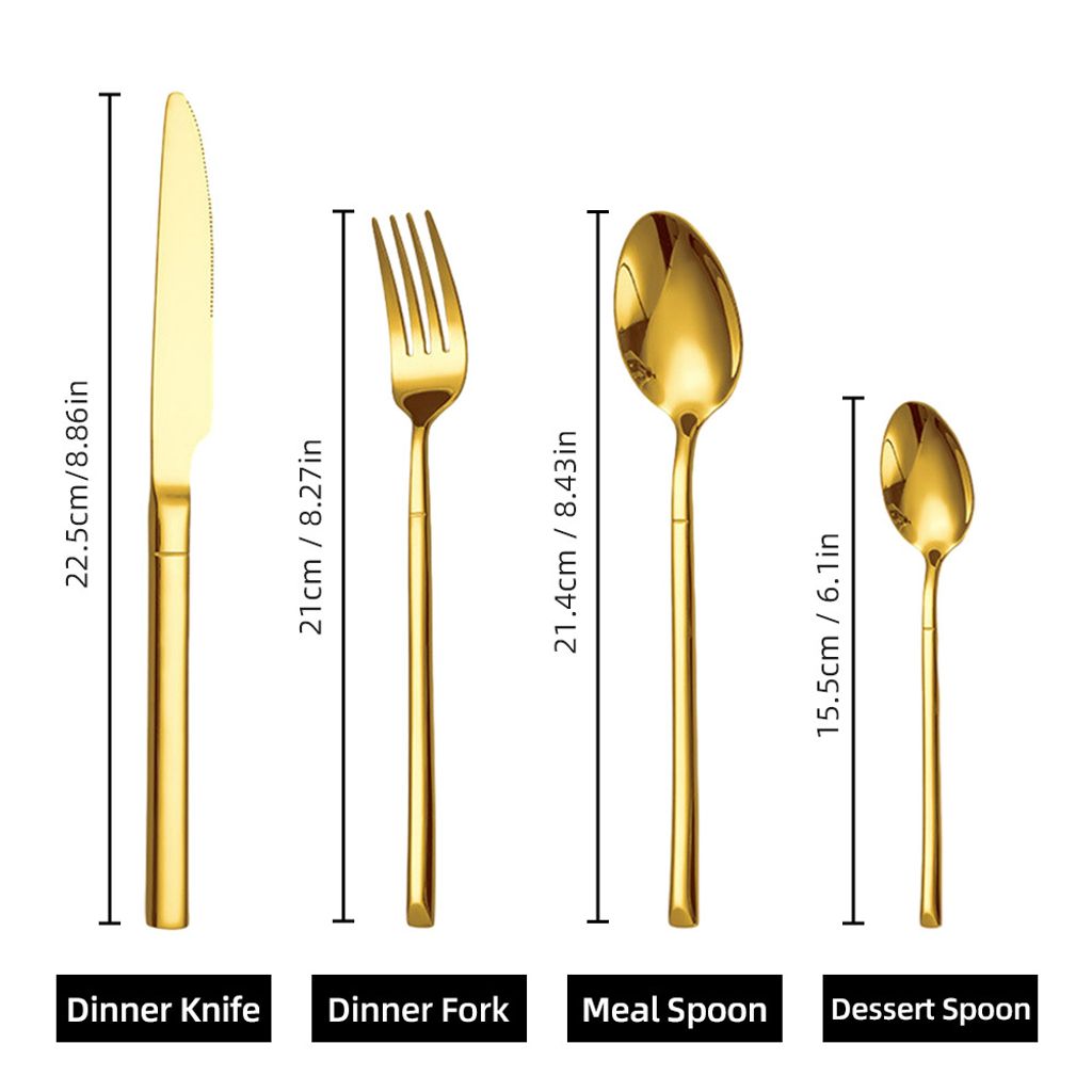 Besteckset fuer 4 Personen, 24-teiliges Besteckset aus Edelstahl, hochglanzpoliert, spuelmaschinenfest, Kuechenutensilien inklusive Messer/Gabeln/L...