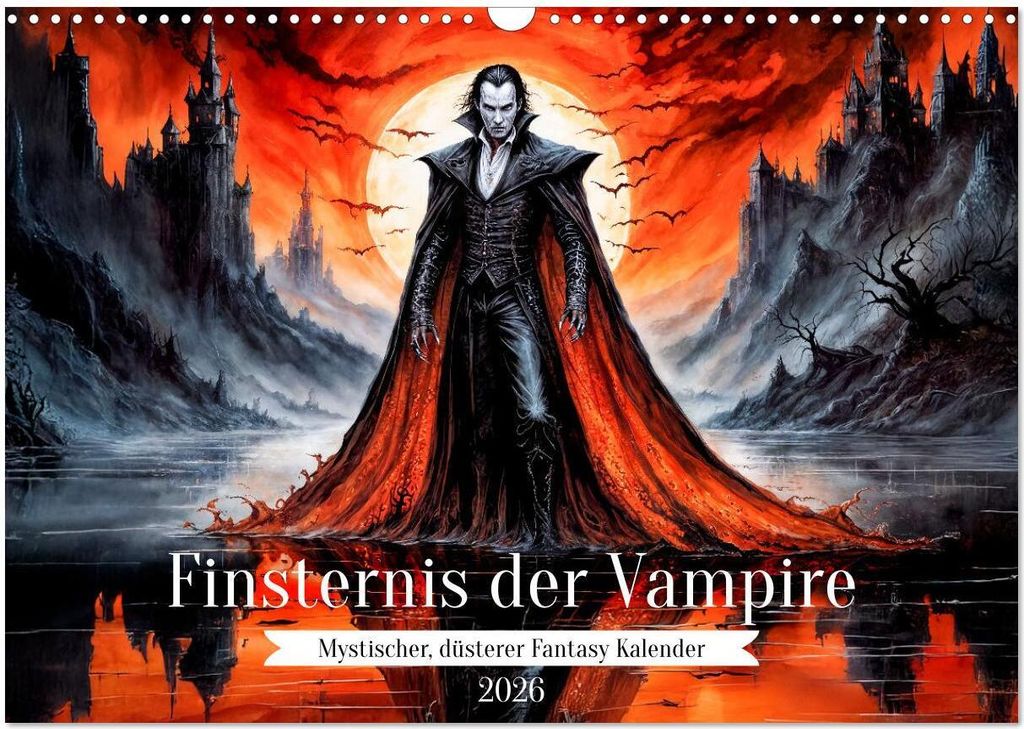 Finsternis der Vampire - Mystischer düsterer Fantasy Kalender (Wandkalender 2026 DIN A3 quer), CALVENDO Monatskalender