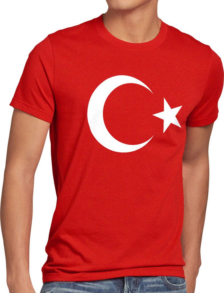 BaumwolleCloud Türkei Herren T-Shirt Turkey Türkiye Flagge Mondstern