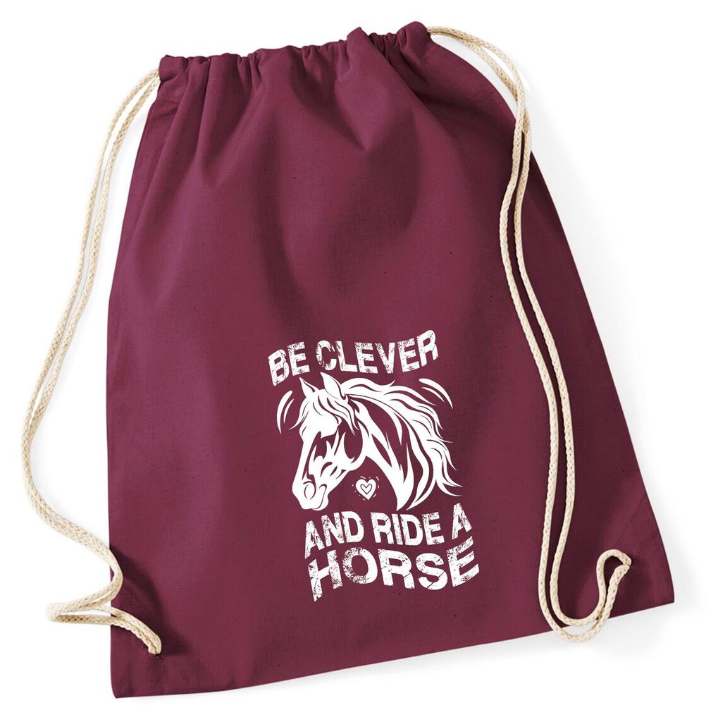 Huuraa Turnbeutel ride a horse Pferd 12 Liter Burgundy Baumwolle Rucksack Geschenkidee