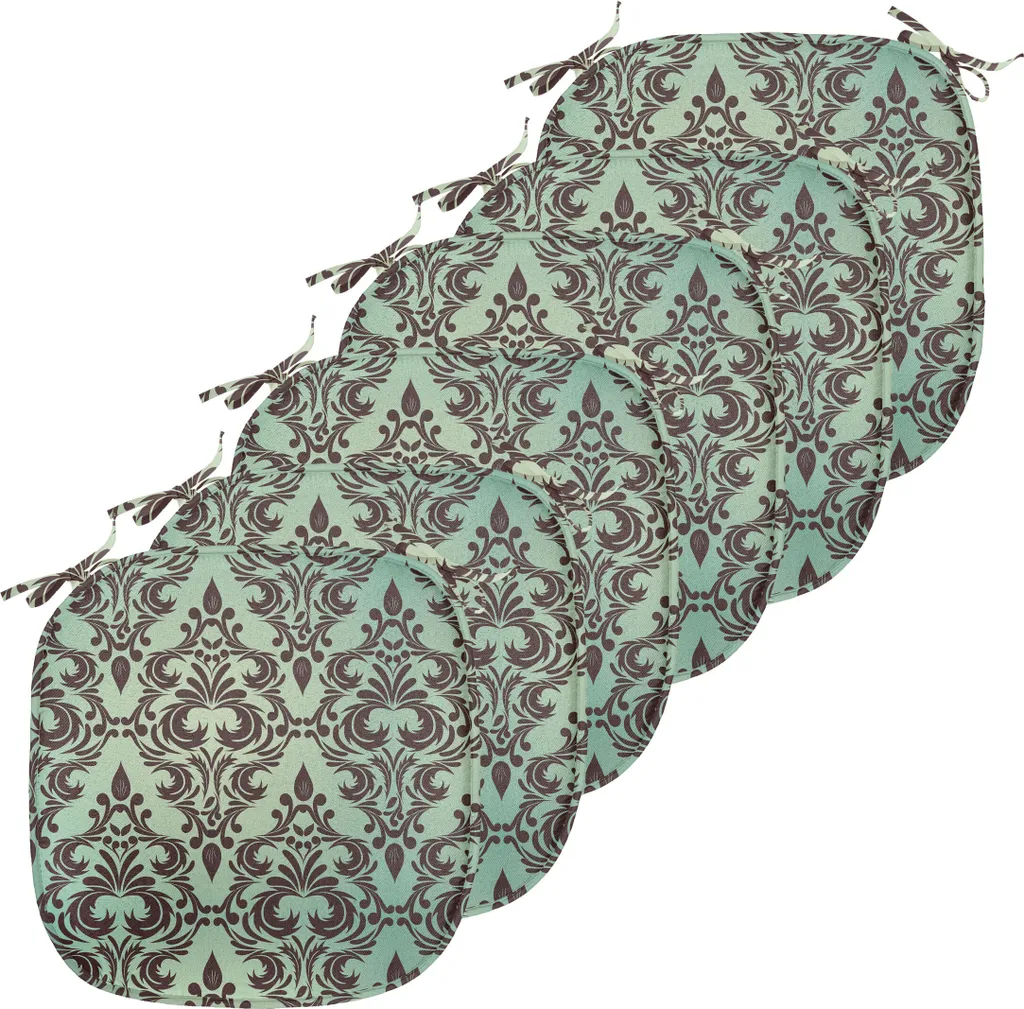 Galette de Chaise Décorative Damassée Imperméable Lot de 6 Vert Menthe